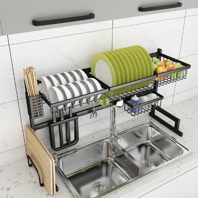 Stainless Steel 91cm Long 2 Tier Dish Drainer Over Kitchen Sink