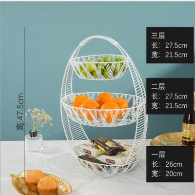 Chrome Plating 47.5cm Height 3 Tier Wire Vegetable Rack