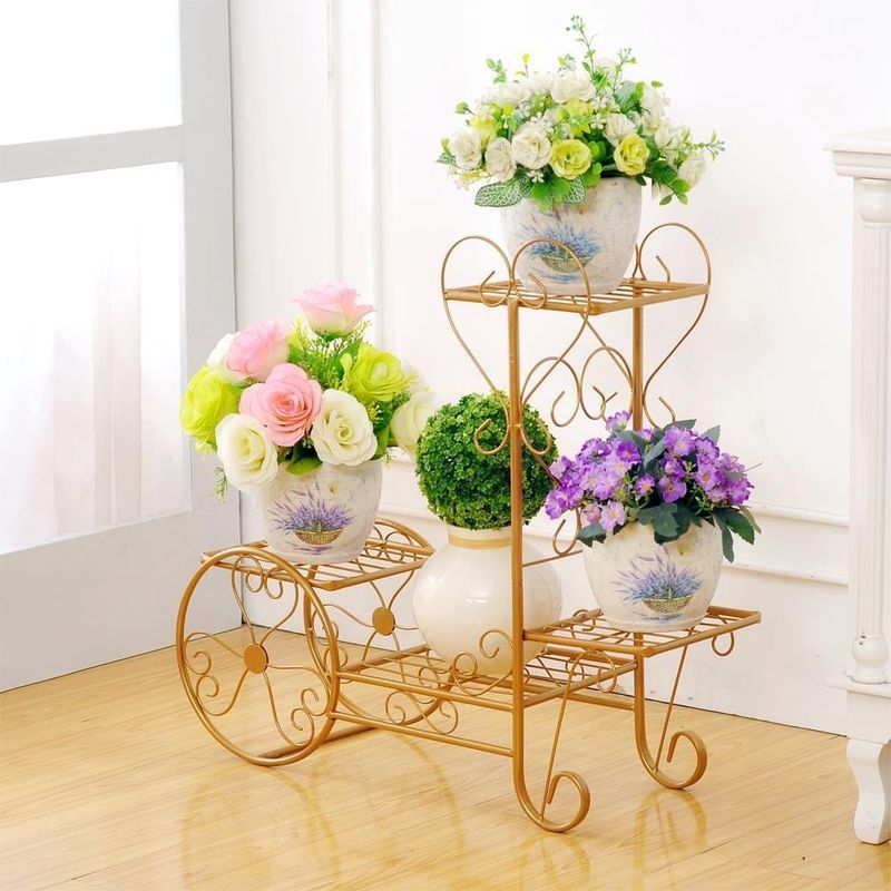 Nordic Cart Shape Metal Flower Stand